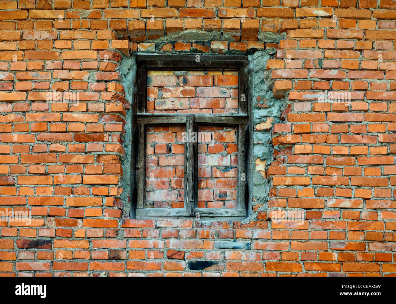 Old brick wall with wooden window Stock Photo - Alamy
