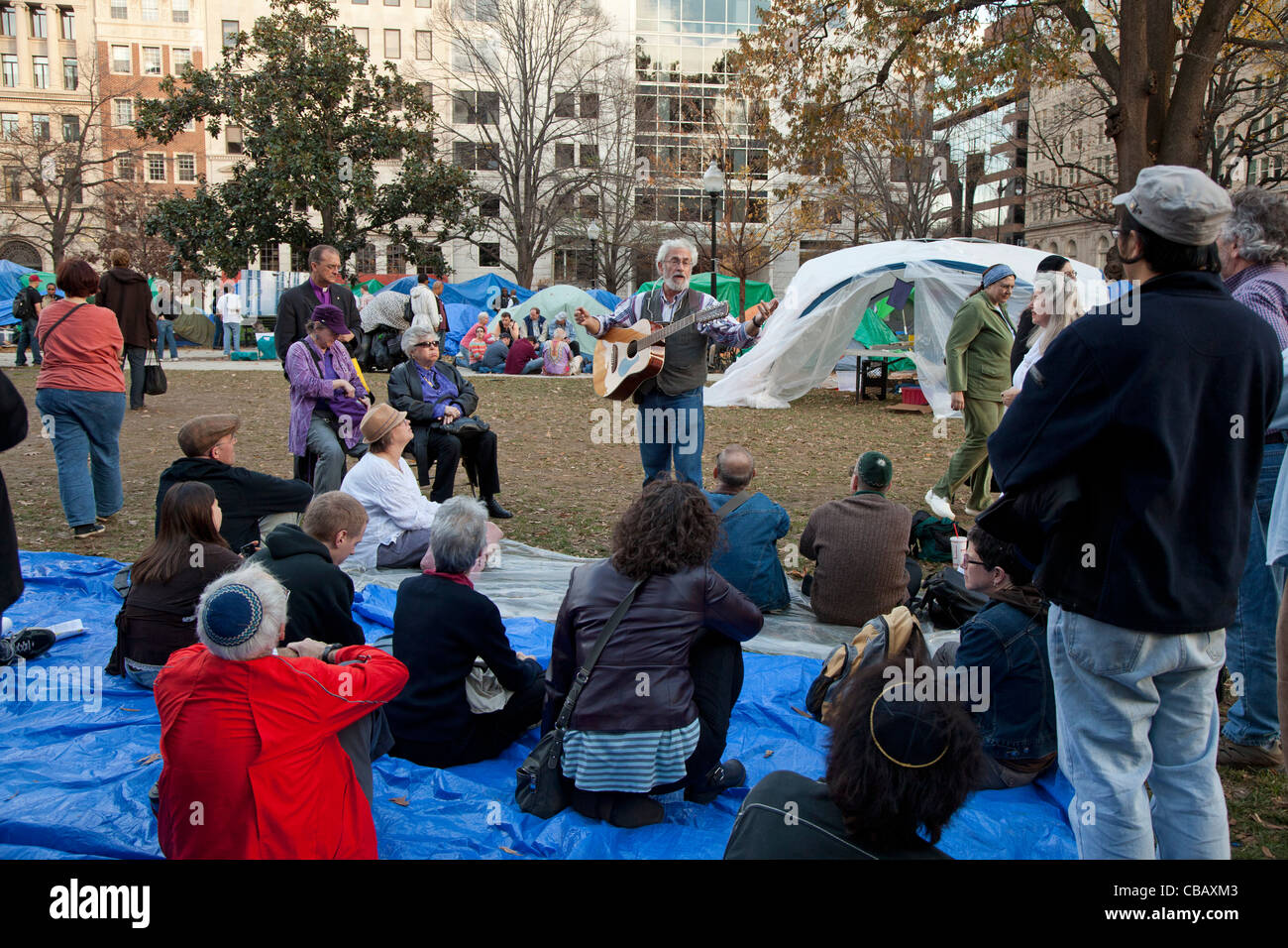 Washington, DC - Interfaith activists hold a religious service at the Occupy DC camp in McPherson Square. Stock Photo