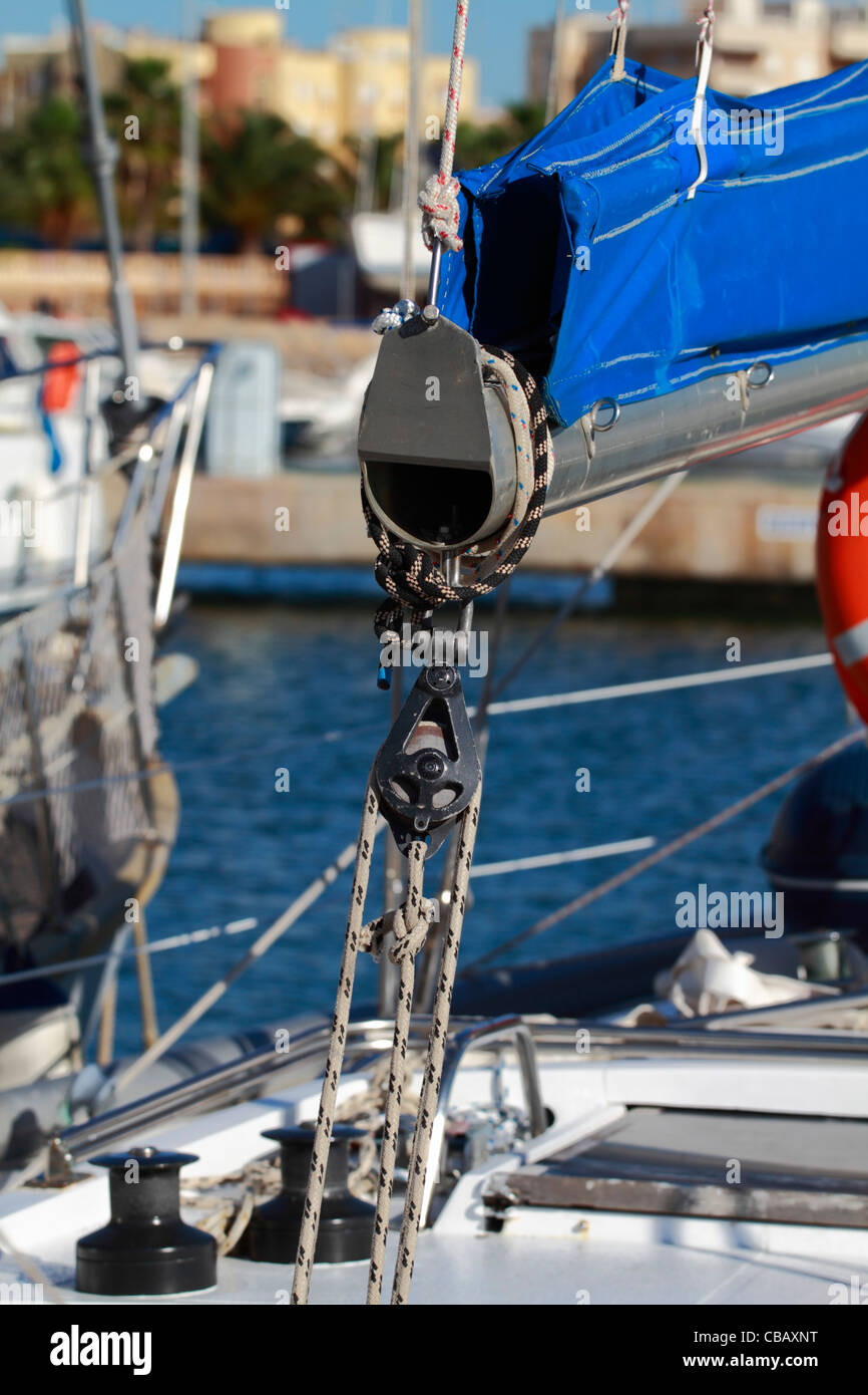 Regatta sailboat. boom detail Stock Photo Alamy