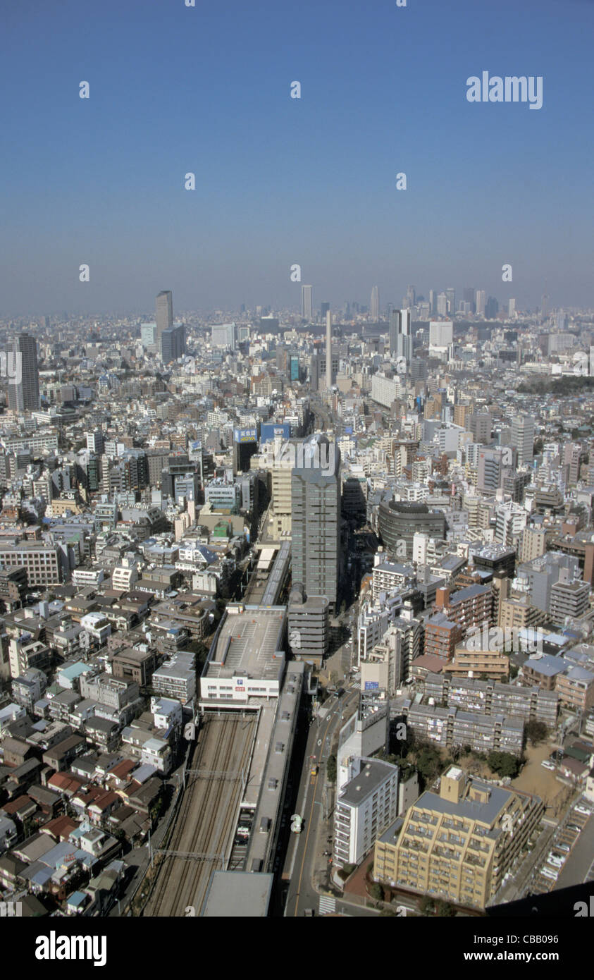 Yebisu Garden Place Japan Tokyo View of city from 39th floor of Yebisu Garden Place Tower  Stock Photo
