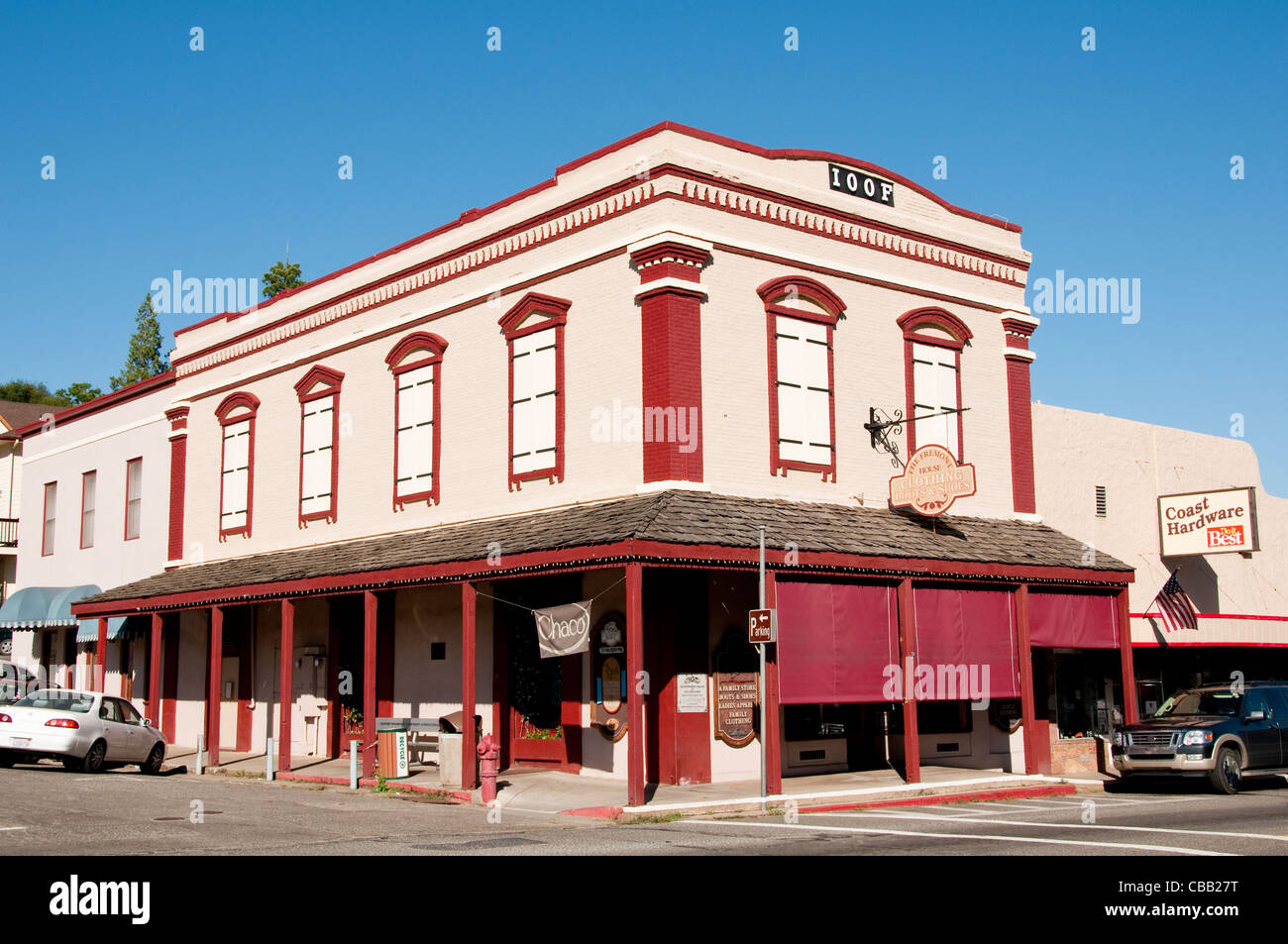 Historic buildings, downtown, Mariposa; California, USA. Photo copyright Lee Foster. Photo # california121545 Stock Photo