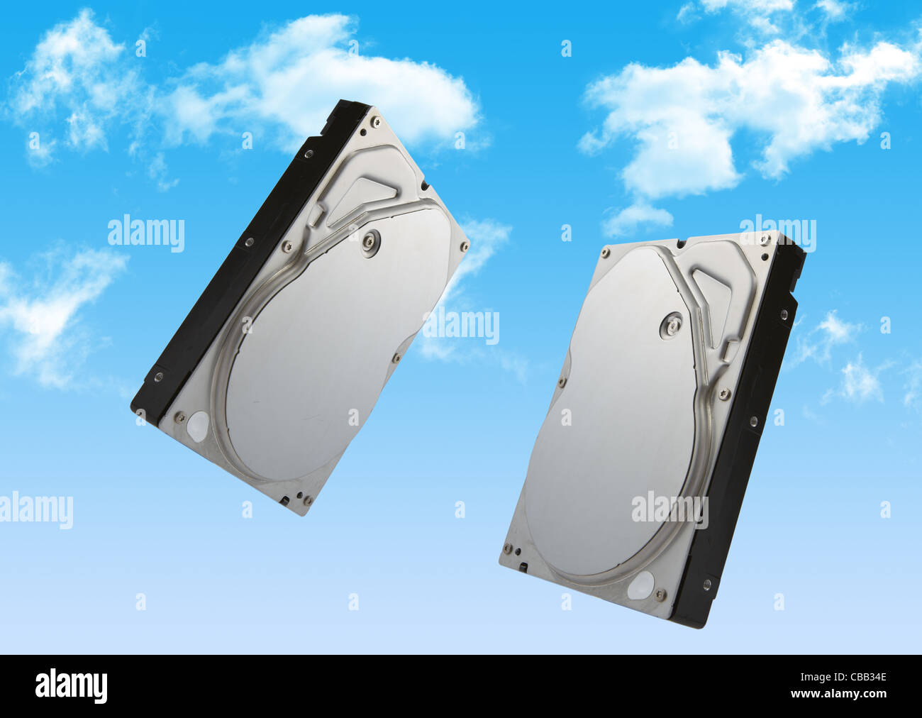 Blue sky and hard disks Stock Photo Alamy