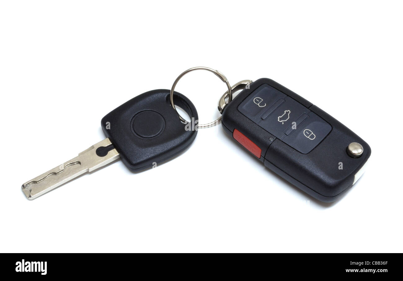 Car keys with wireless remote on a white background Stock Photo