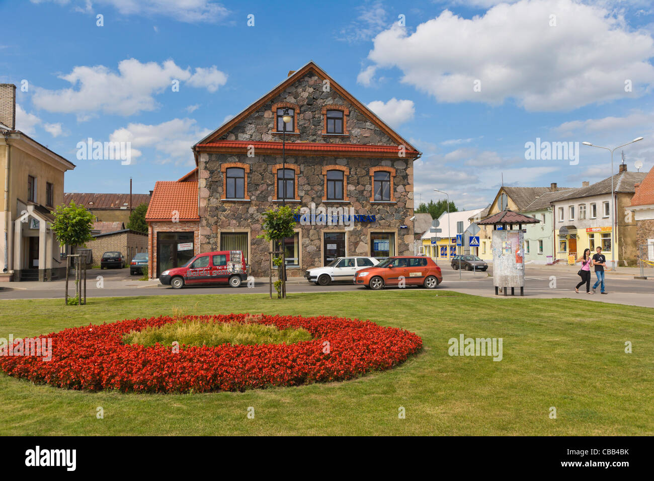 Siauliu Bankas, Nepriklausomybes aiksteje, Independence Square, Rokiskis, Panevezys County, Lithuania Stock Photo