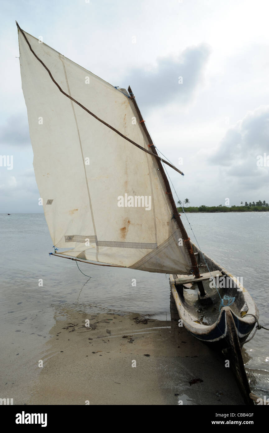 Beached cayuco in Guna Yala, Panama. Stock Photo