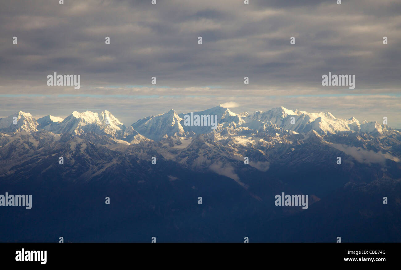 Aerial photograph of Himalayan mountains east of Kathmandu, Nepal, Asia Stock Photo