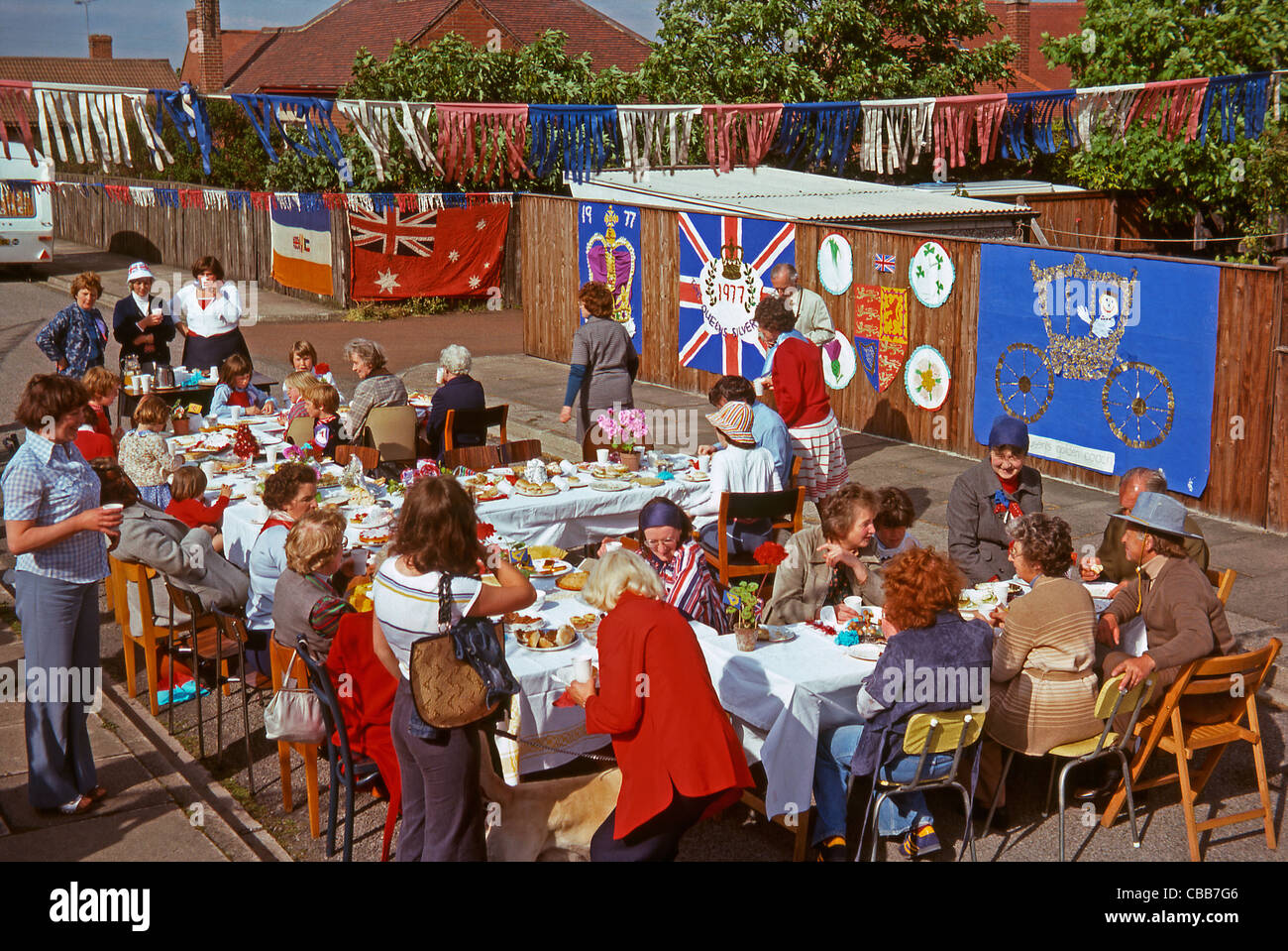 Queen's Silver Jubilee street party, 7 June 1977, Seaham, County Durham, England. Stock Photo
