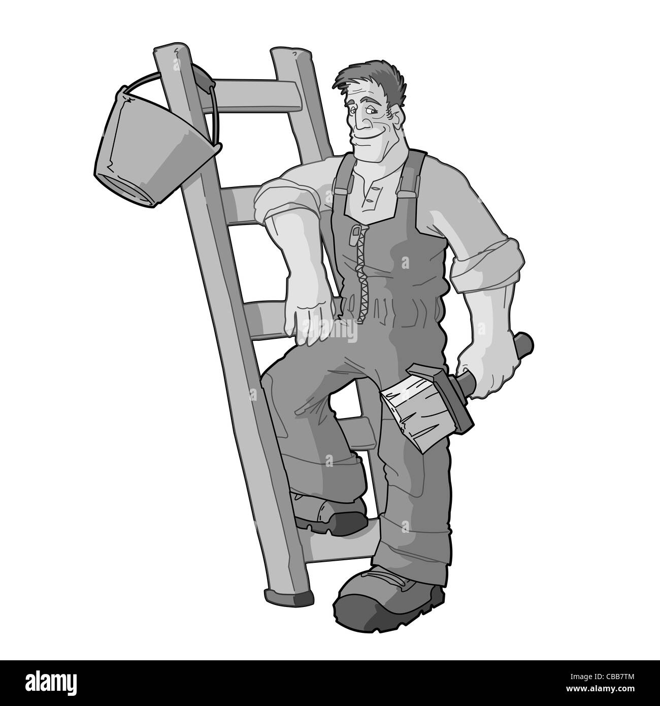 Monochrome Painter Vector - Handsome young worker in monochromatic vintage colors Stock Photo