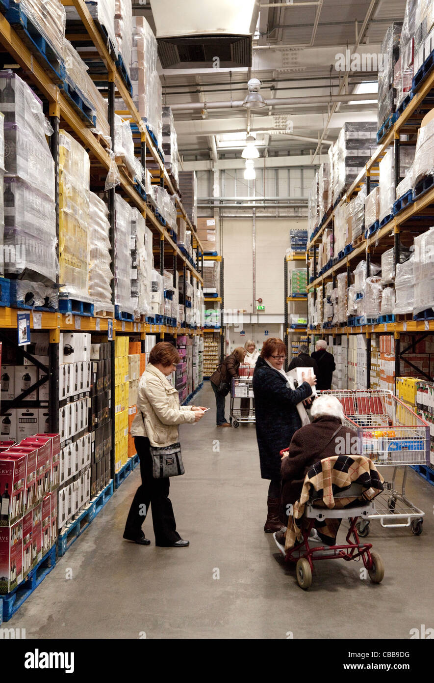 People shopping in the Costco discount warehouse store, Lakeside UK