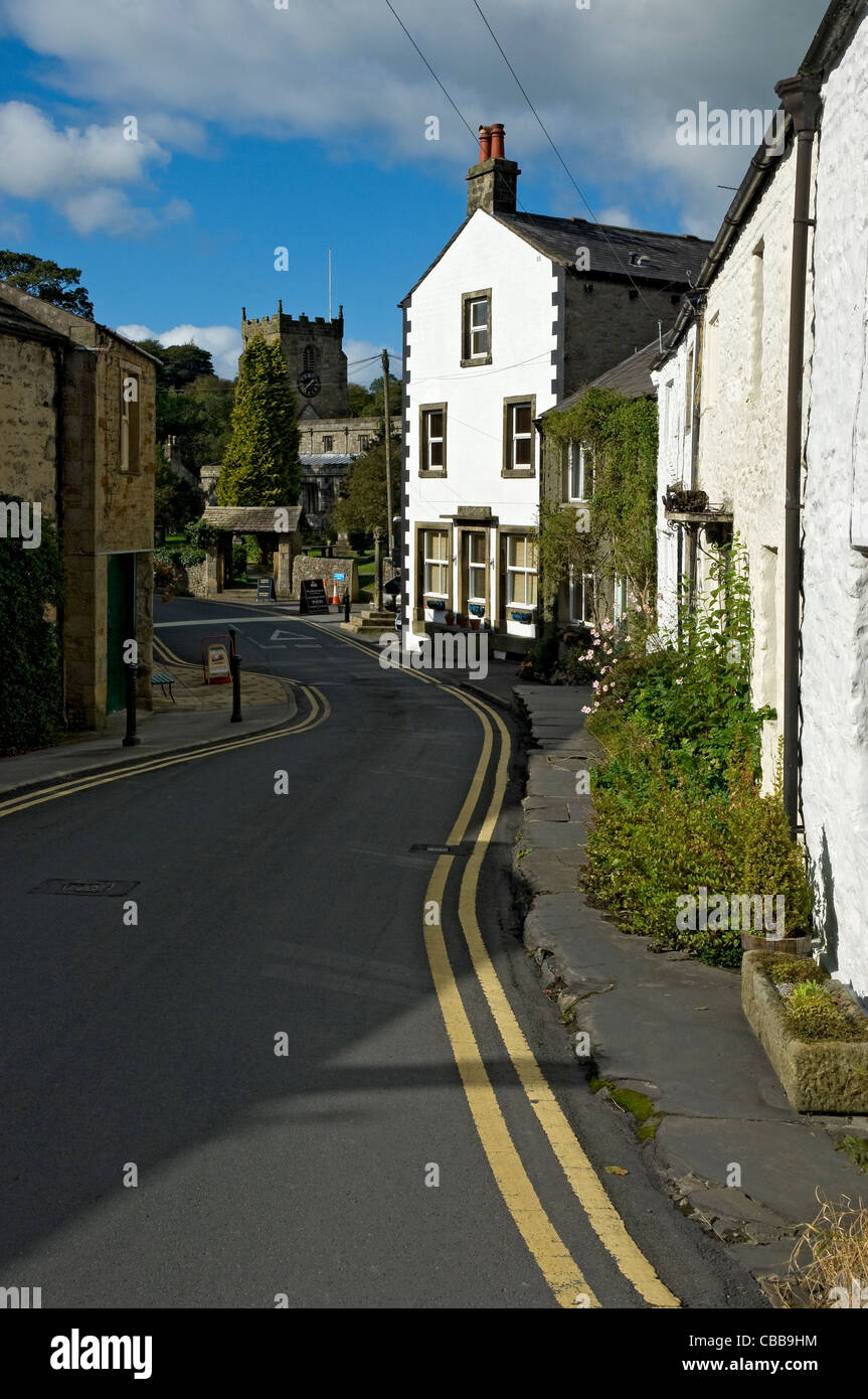 Row of cottages houses Church Street Giggleswick near Settle North Yorkshire Dales National Park England UK United Kingdom GB Great Britain Stock Photo
