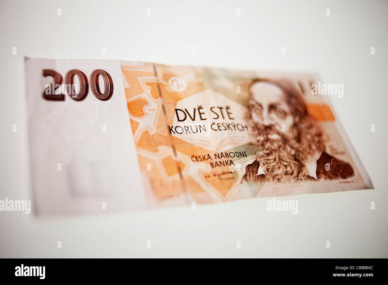 money, 200 CZK, czech crown, banknote designed by Oldrich Kulhanek ...