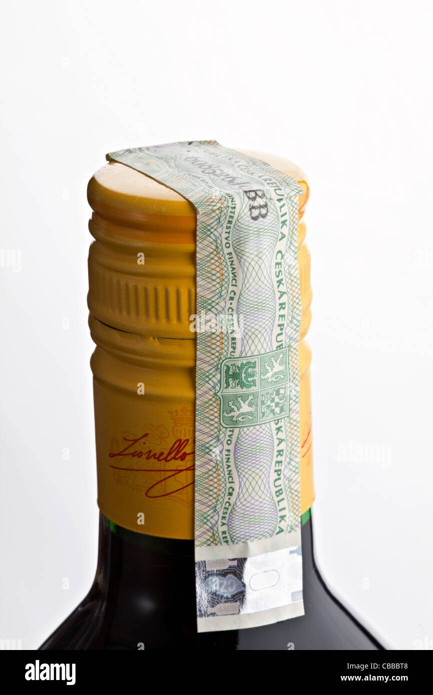 bottle, revenue stamp, Czech Republic. (CTK Photo/Martin Sterba) Stock Photo