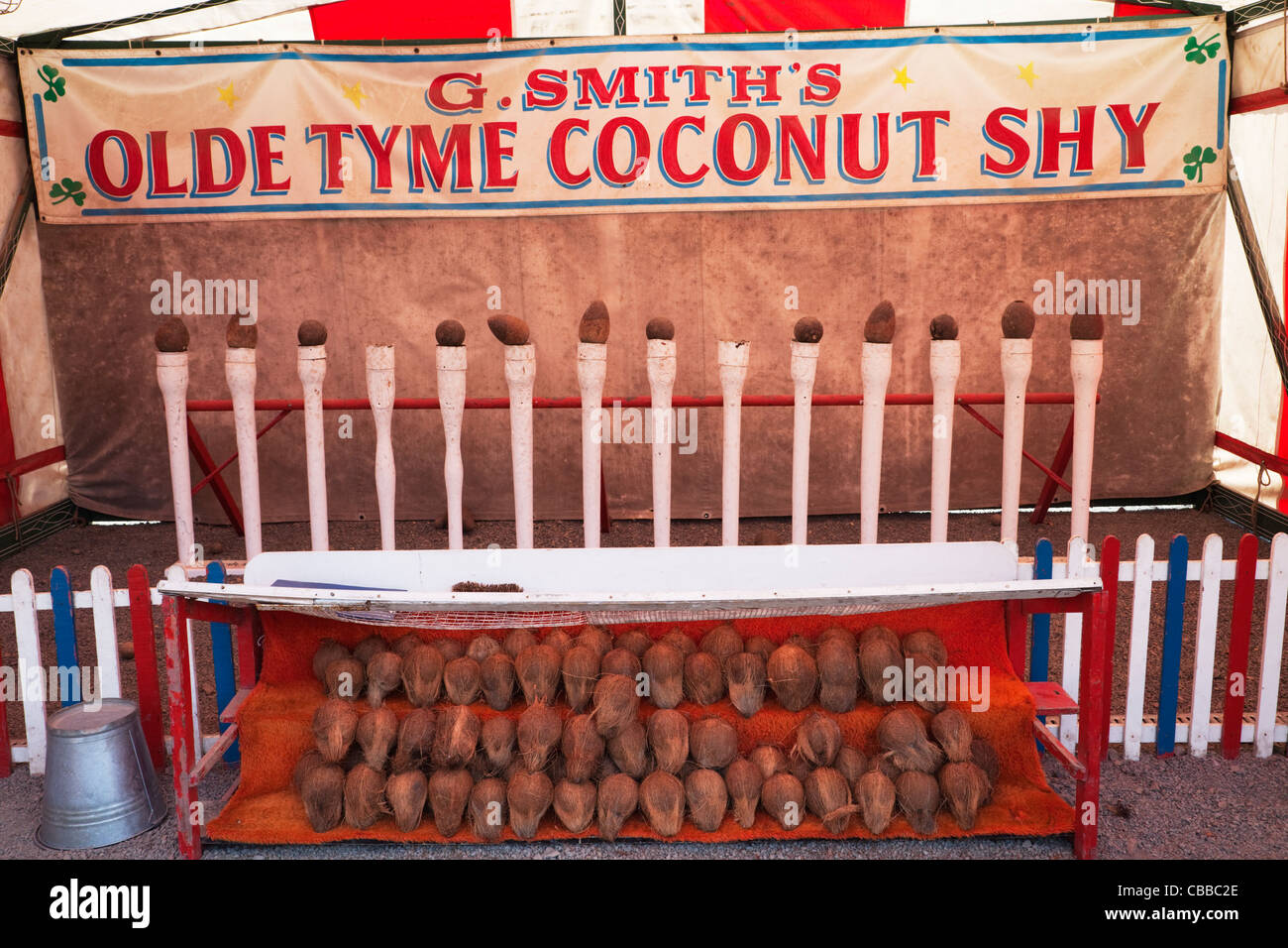 England, Traditional Fairground Coconut Shy Stock Photo Alamy