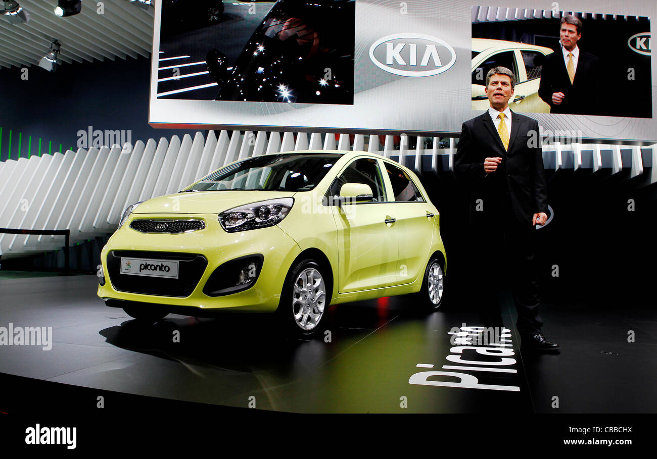 Paul Philpott, Chief Operating Officer of Kia Motors Europe, Kia Picanto world premiere,   on the 2011 Geneva Motor Show in Stock Photo