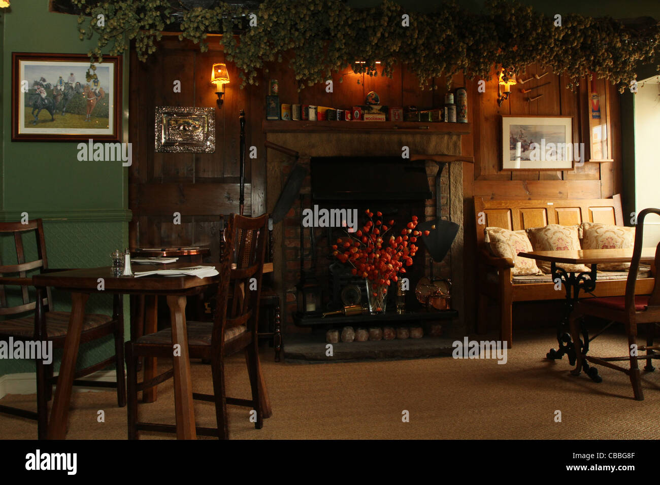 cosy bar area of a traditional Yorkshire dales country pub Stock Photo