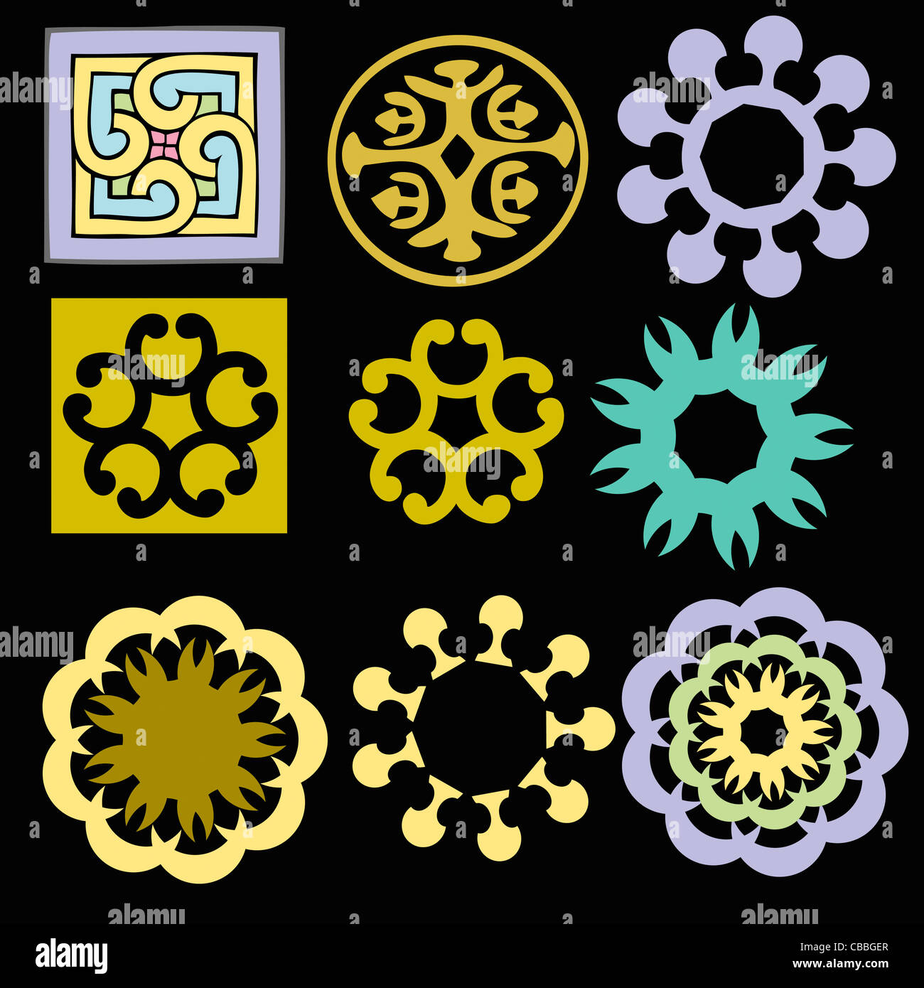 illustration of the various ornaments abstract symbols Stock Photo