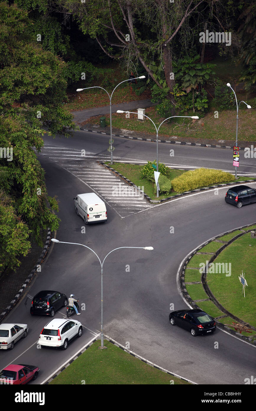 Traffic roundabout. Kuching, Sarawak, Borneo, Malaysia, SouthEast Asia