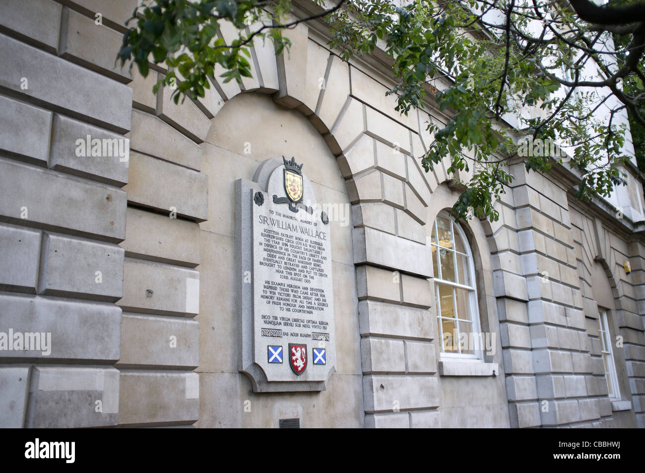 Plaque marked the place the Scottish rebel leader Sir William Wallace ...