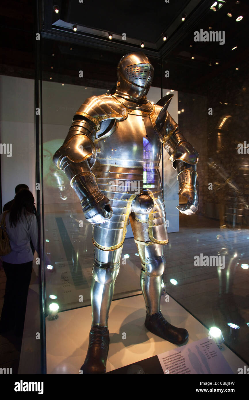 England, London, Tower of London, Suit of Armour display in The White Tower Stock Photo