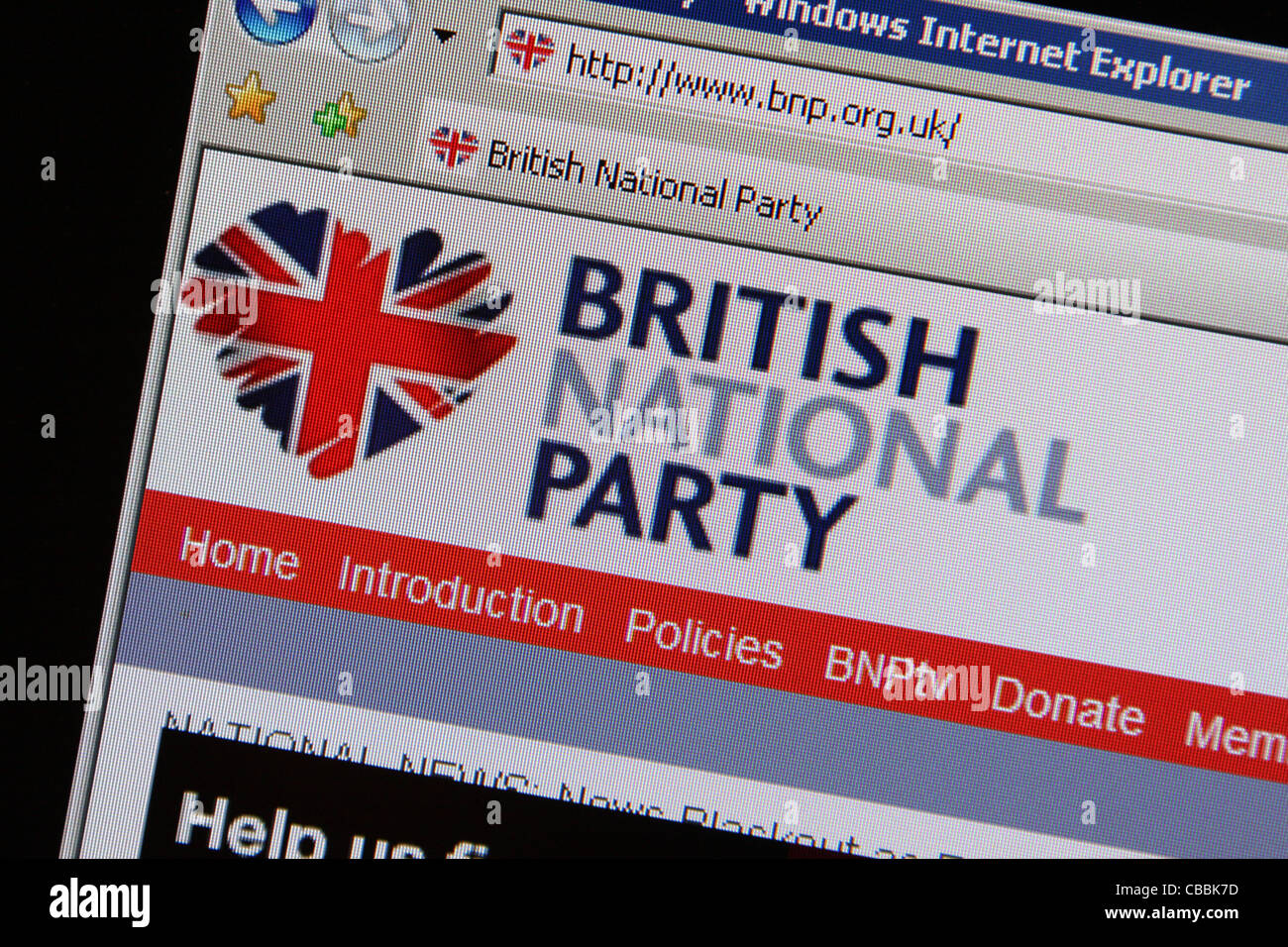 british national party bnp.org.uk website Stock Photo