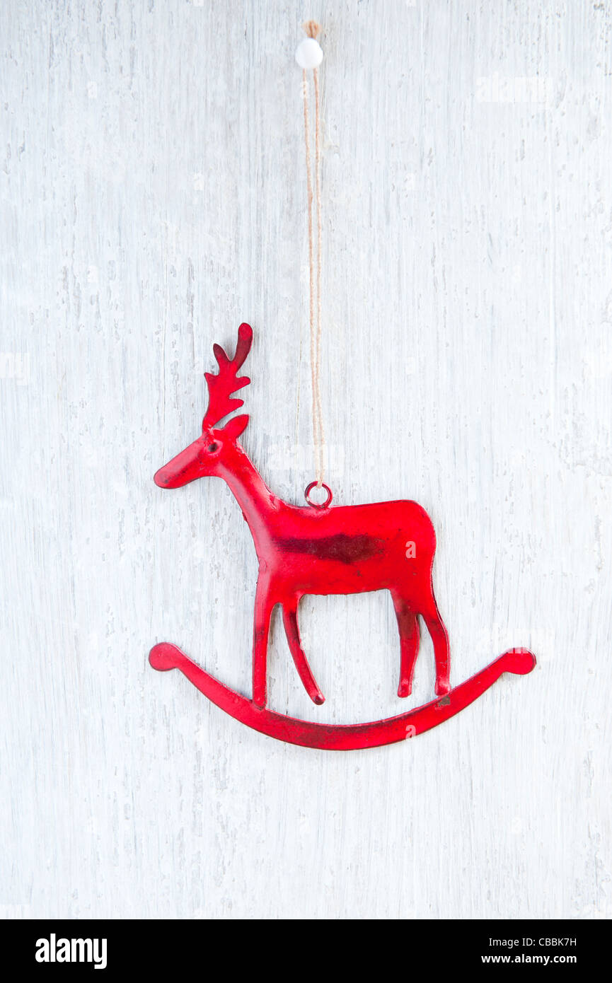 A Hanging Christmas Decoration, of a Red Deer Stock Photo