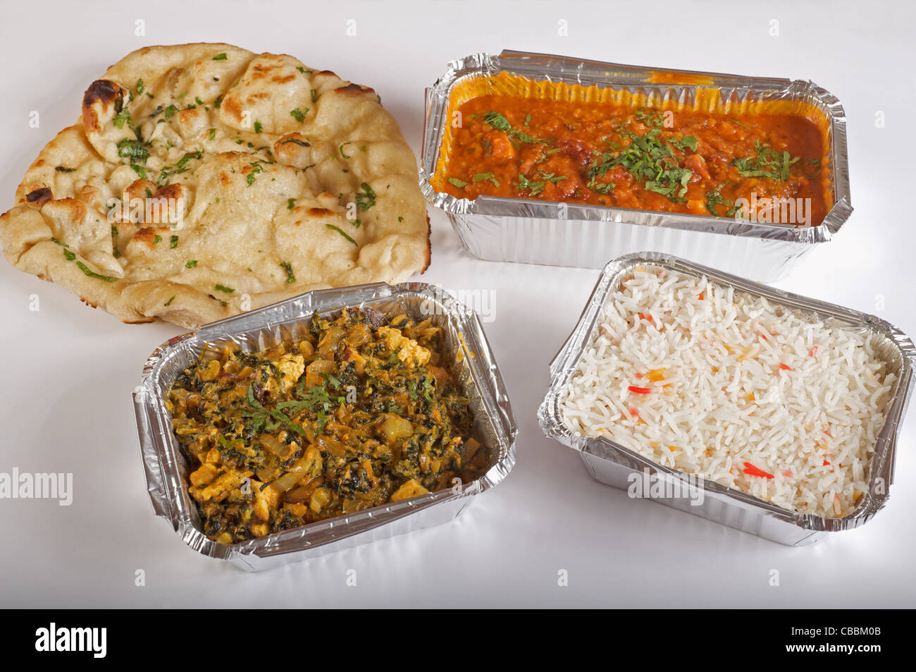 British Indian take-away meal Stock Photo