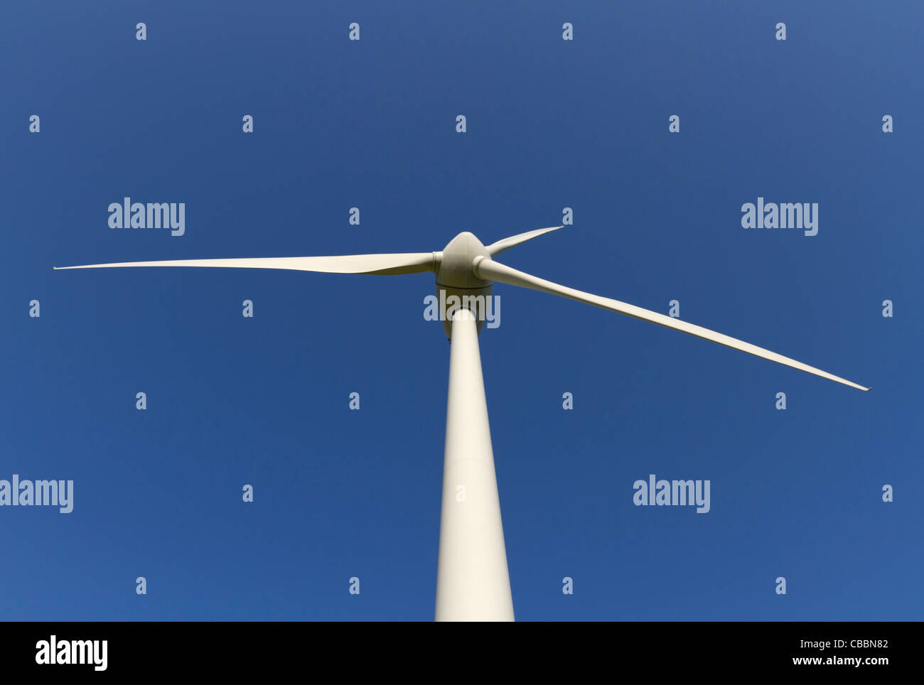 Wind power plant with blue sky Stock Photo