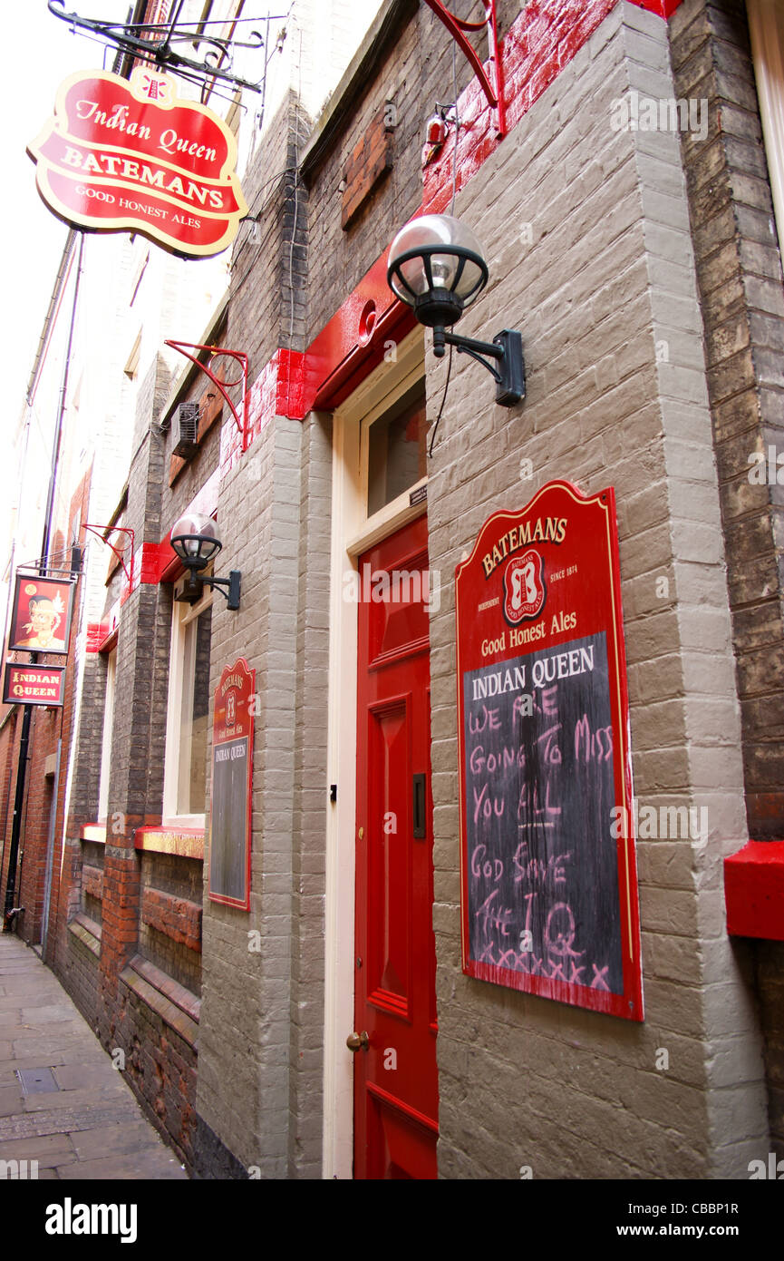 Indian Queen public house owned by Batemans brewers, Boston, Lincolnshire, England Stock Photo