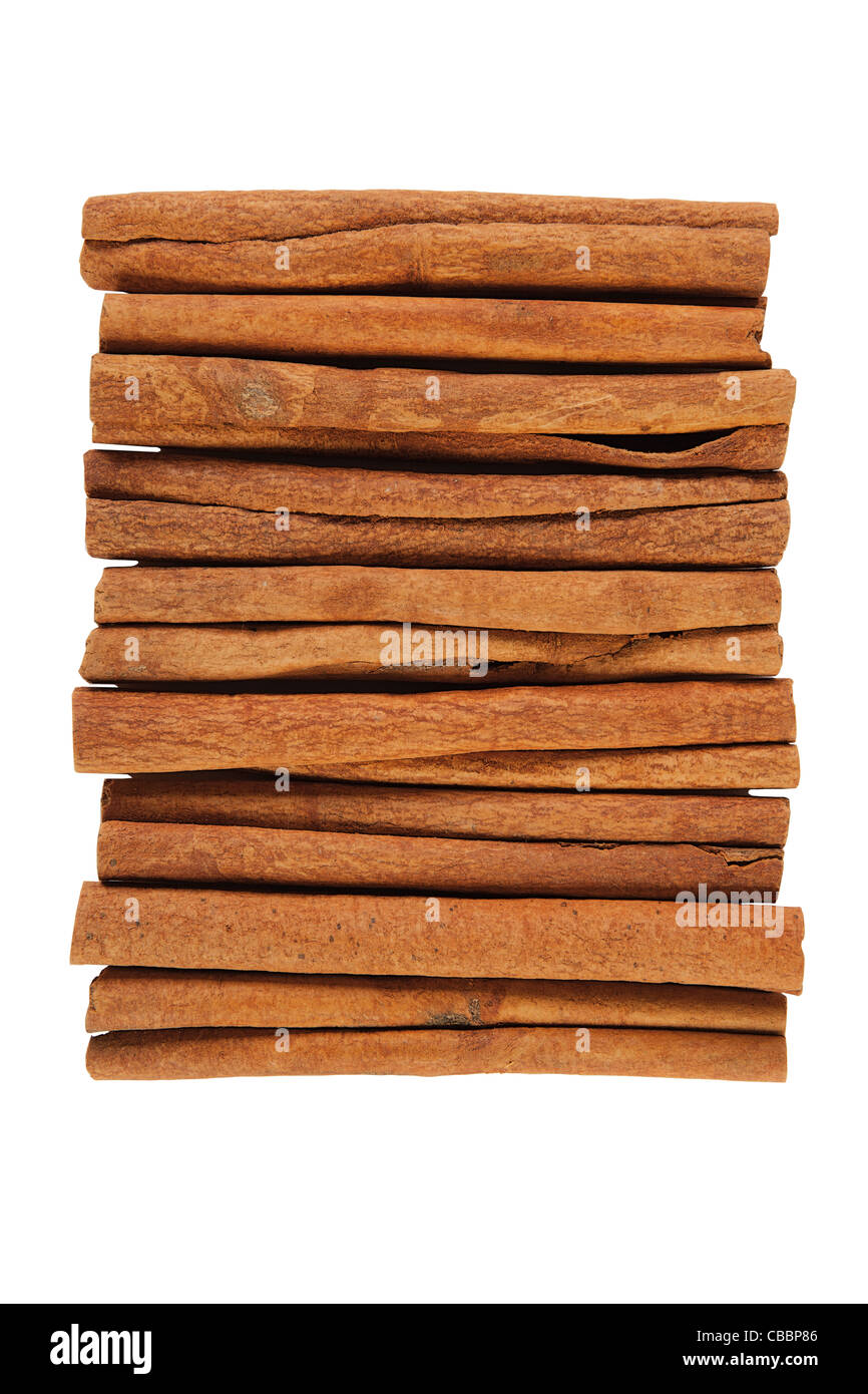 sticks of cinnamon isolated on white background Stock Photo