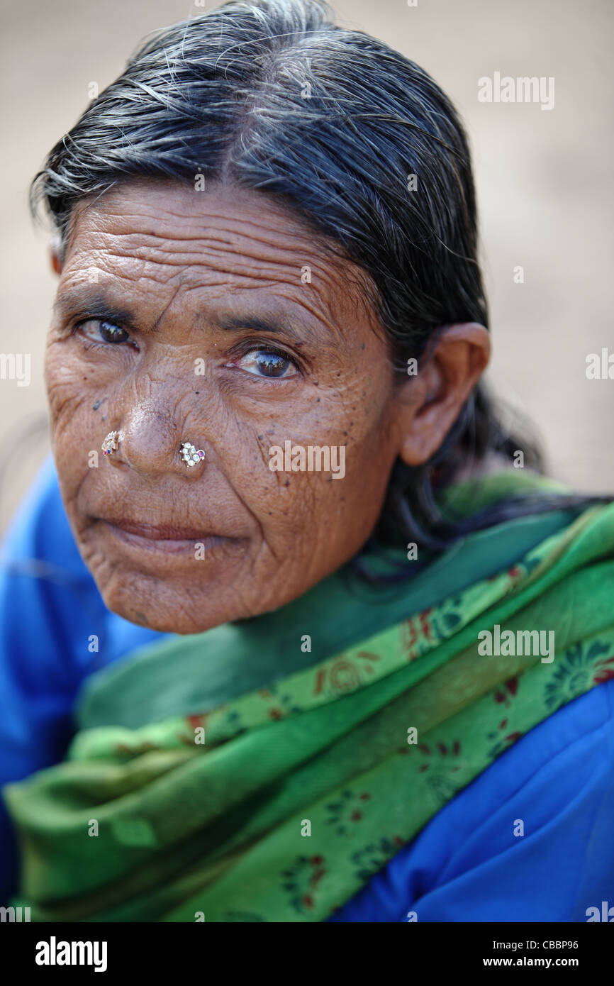 Old woman in Andhra Pradesh South India Stock Photo