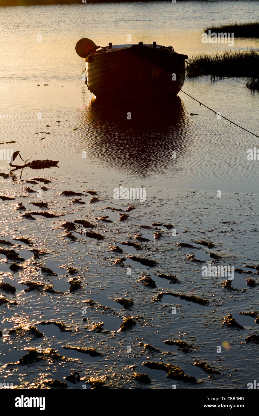 An old wooden fishing boat takes the morning off.Kent UK Stock Photo ...