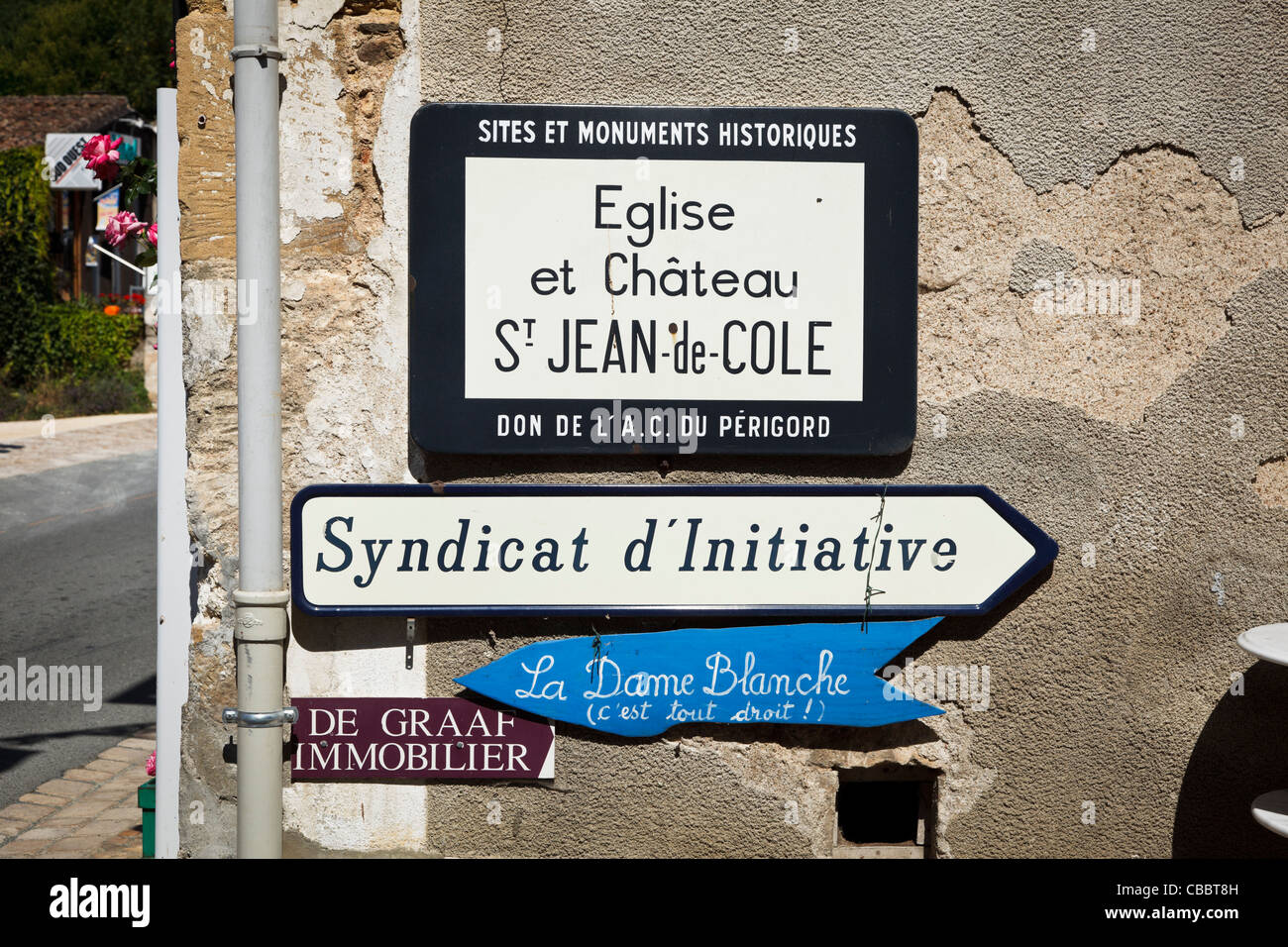 French signs on a wall in St Jean de Cole, Dordogne, France Stock Photo -  Alamy