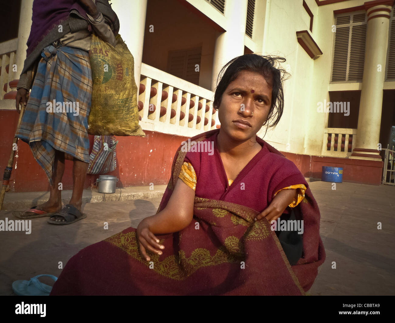 Kolkata city of Faith, Dakshineshwar Temple disabled beggar Stock Photo