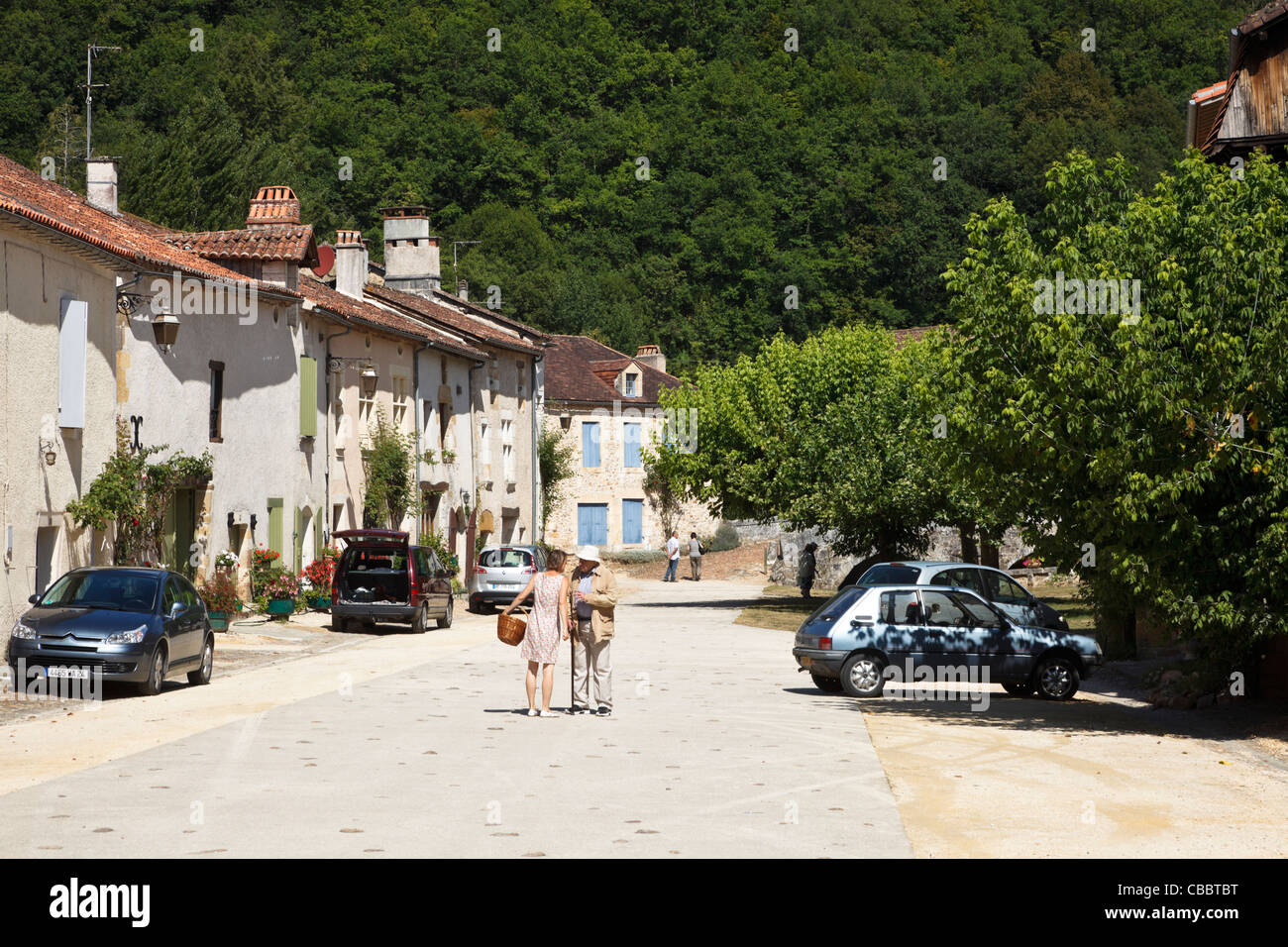 Dordogne, France - street scene in the village of St Jean de Cole Stock Photo