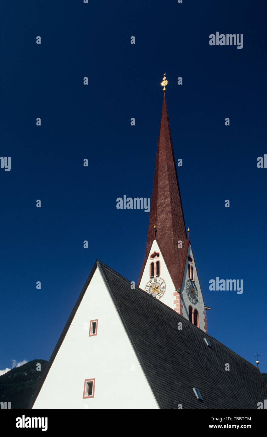 Austria, Tyrol, the church tower at Schlitters. Stock Photo