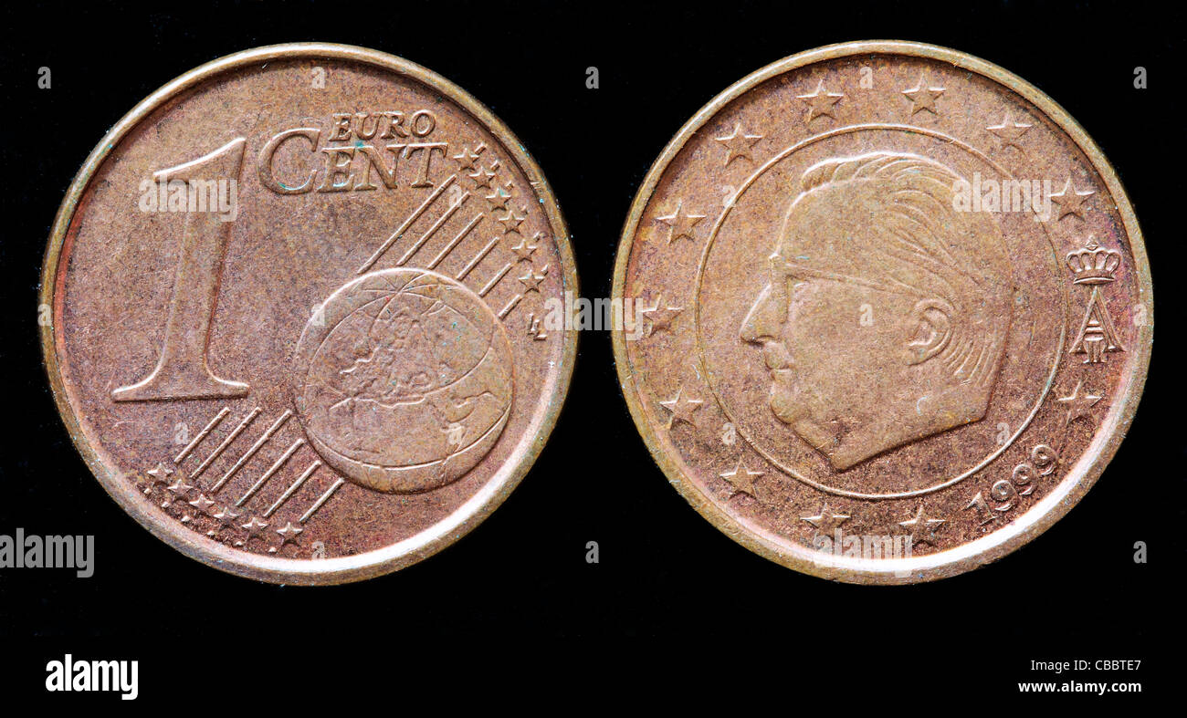 1 euro cent coin, Belgium, 1999 Stock Photo