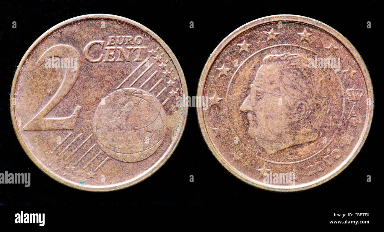 2 euro cent coin, Belgium, 2000 Stock Photo