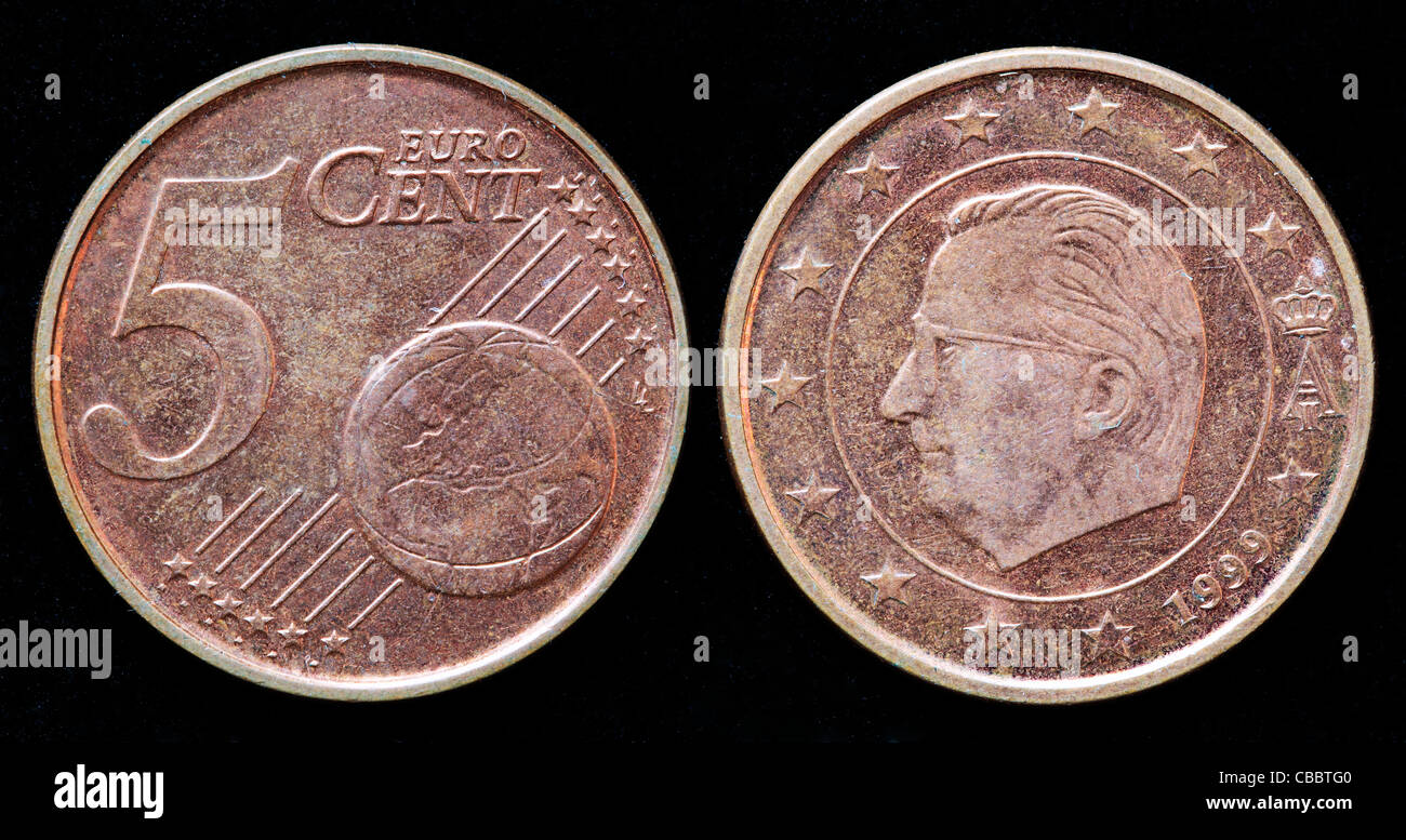 5 euro cent coin, Belgium, 1999 Stock Photo