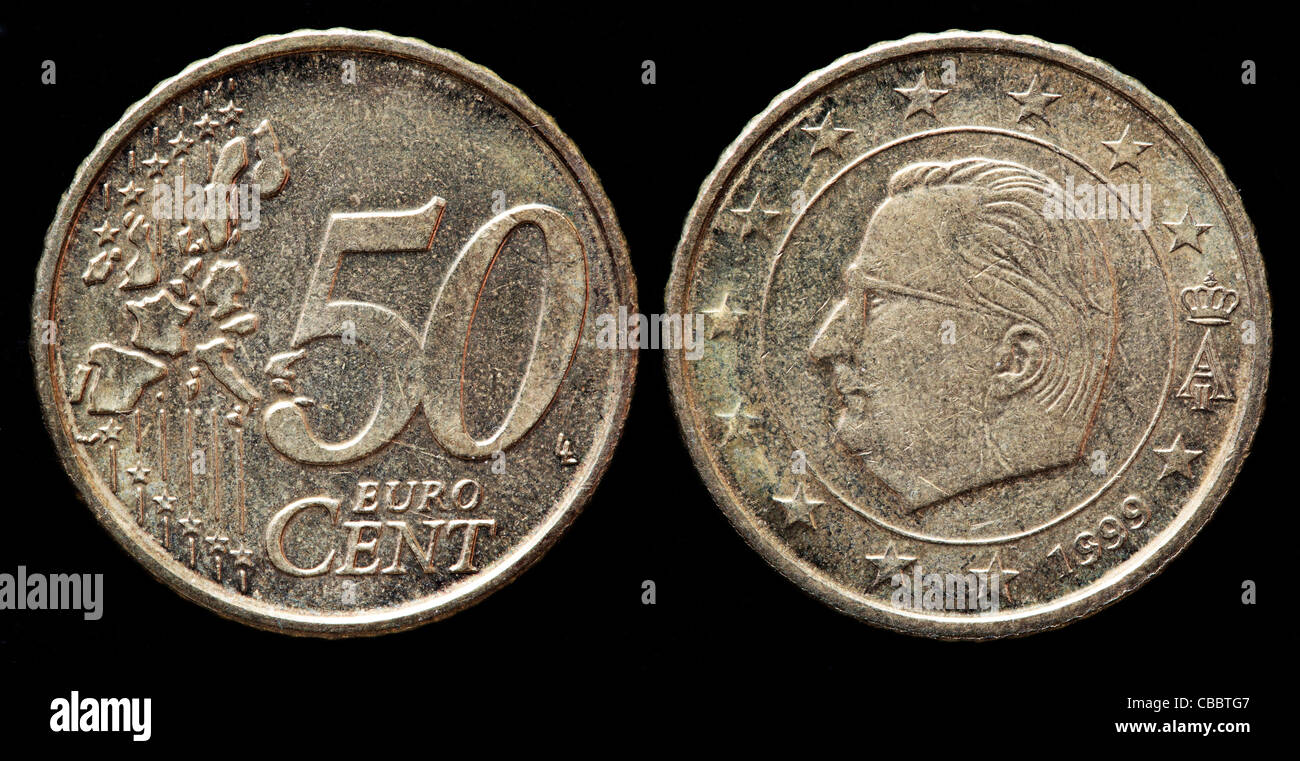 50 euro cent coin, Belgium, 1999 Stock Photo