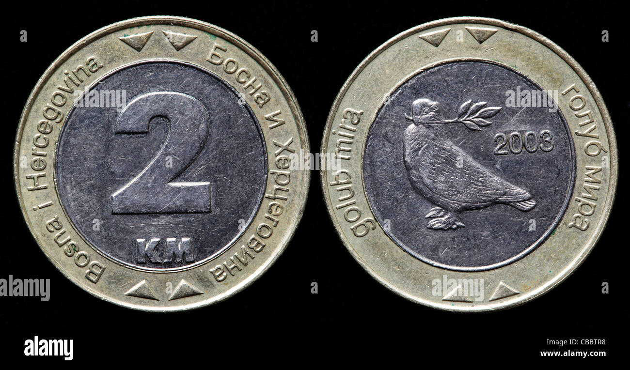 2 Convertible Marka coin, Bosnia and Herzegovina, 2003 Stock Photo