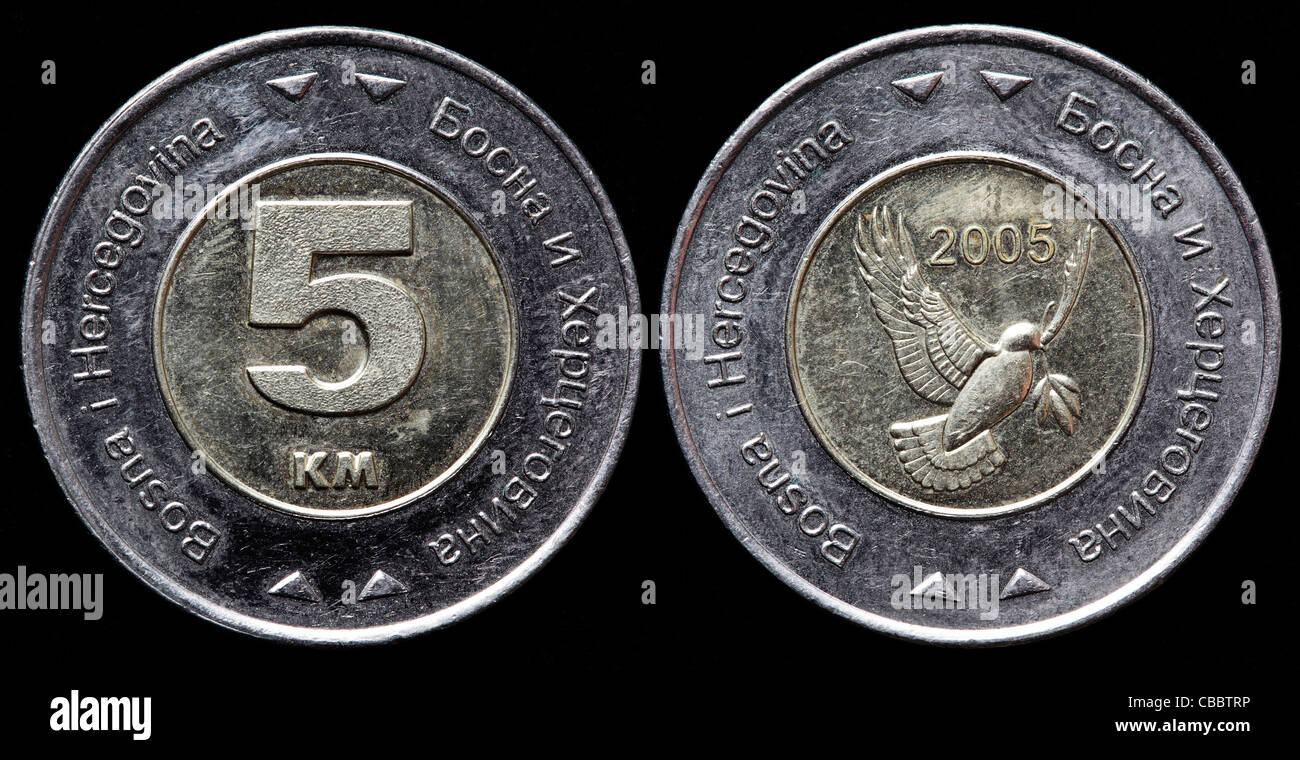 5 Convertible Marka coin, Bosnia and Herzegovina, 2005 Stock Photo