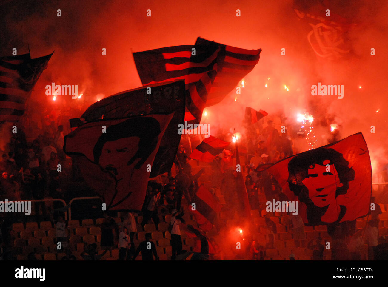 BRAZILIAN FOOTBALL FANS AT THE MARACANA STADIUM , RIO DE JANEIRO ...