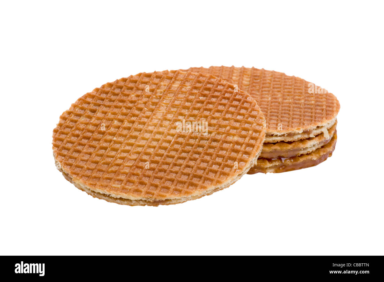 object on white - food waffles with caramel Stock Photo