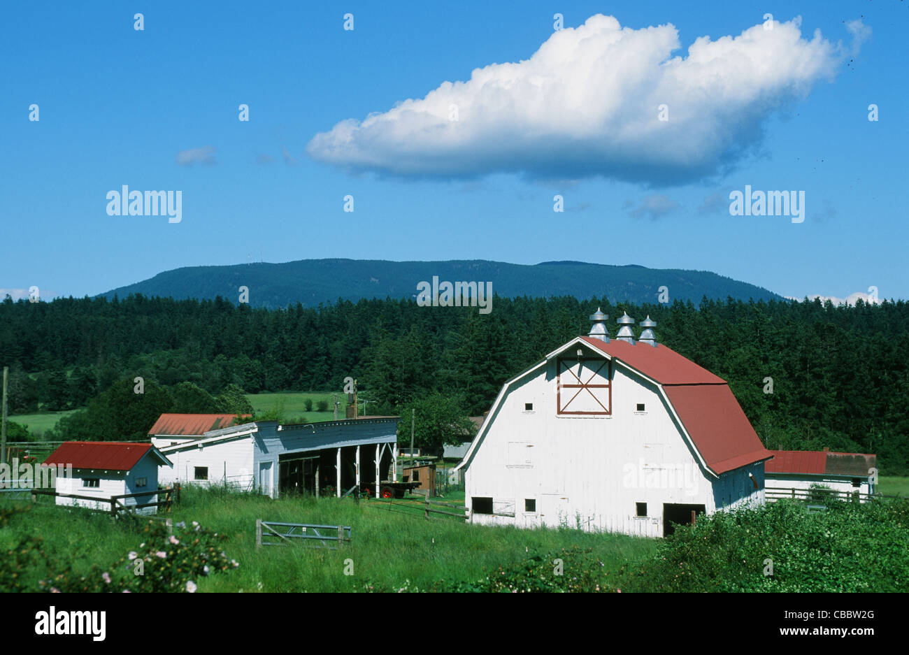 Traditional Crow Valley farm on Orcas Island of the San Juan Islands in