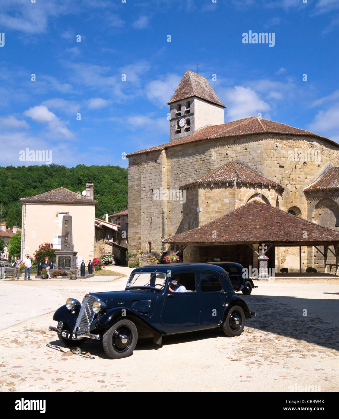 Classic Bentley vintage car in St Jean de Cole, Dordogne, France Stock Photo