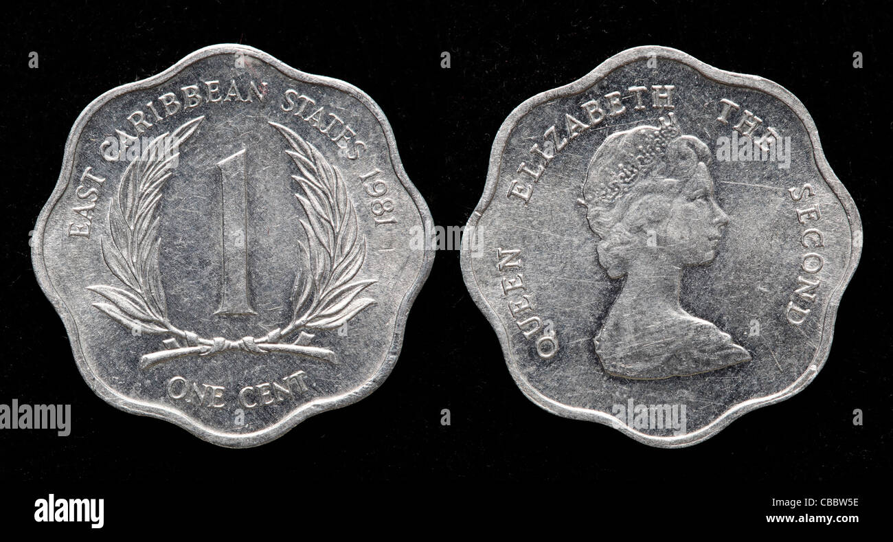 1 cent coin, East Caribbean States, 1981 Stock Photo