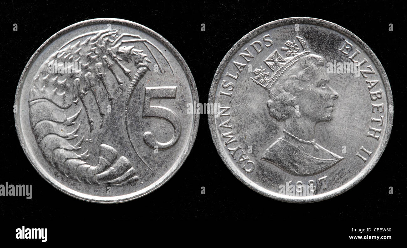 5 cents coin, Cayman islands, 1987 Stock Photo