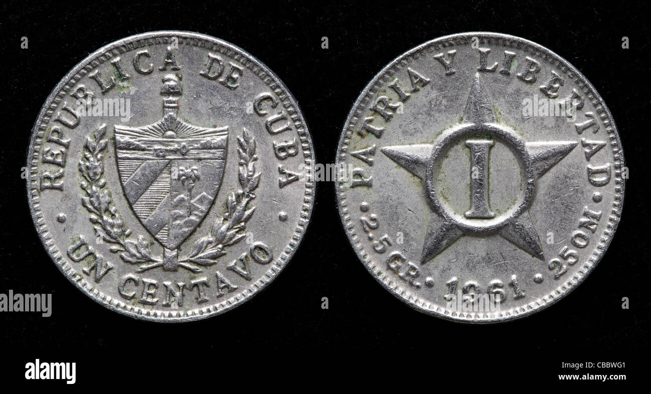 1 Centavo coin, Cuba, 1961 Stock Photo