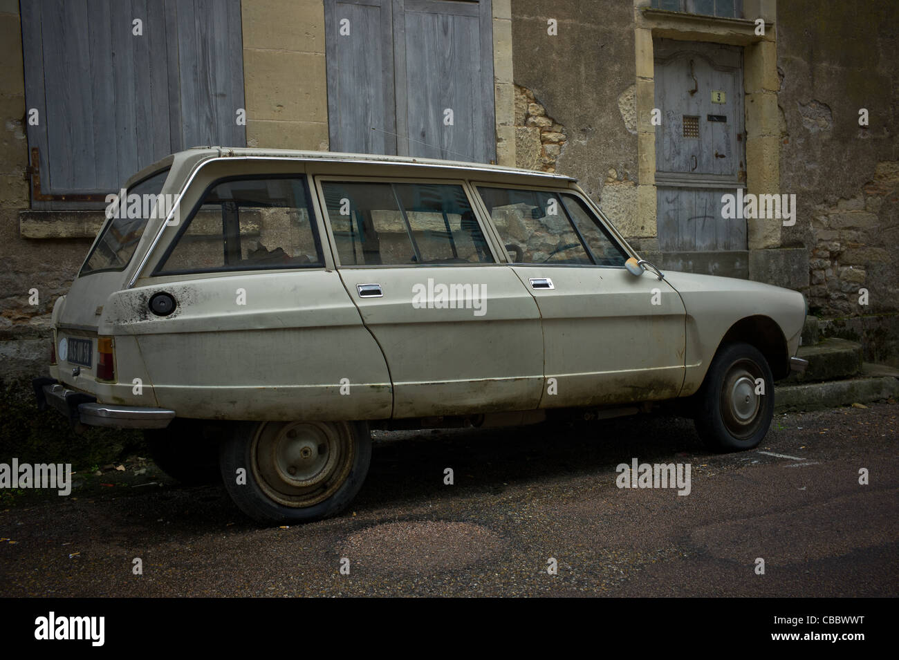 View from Window, A french old car named The 8 friend Stock Photo Alamy
