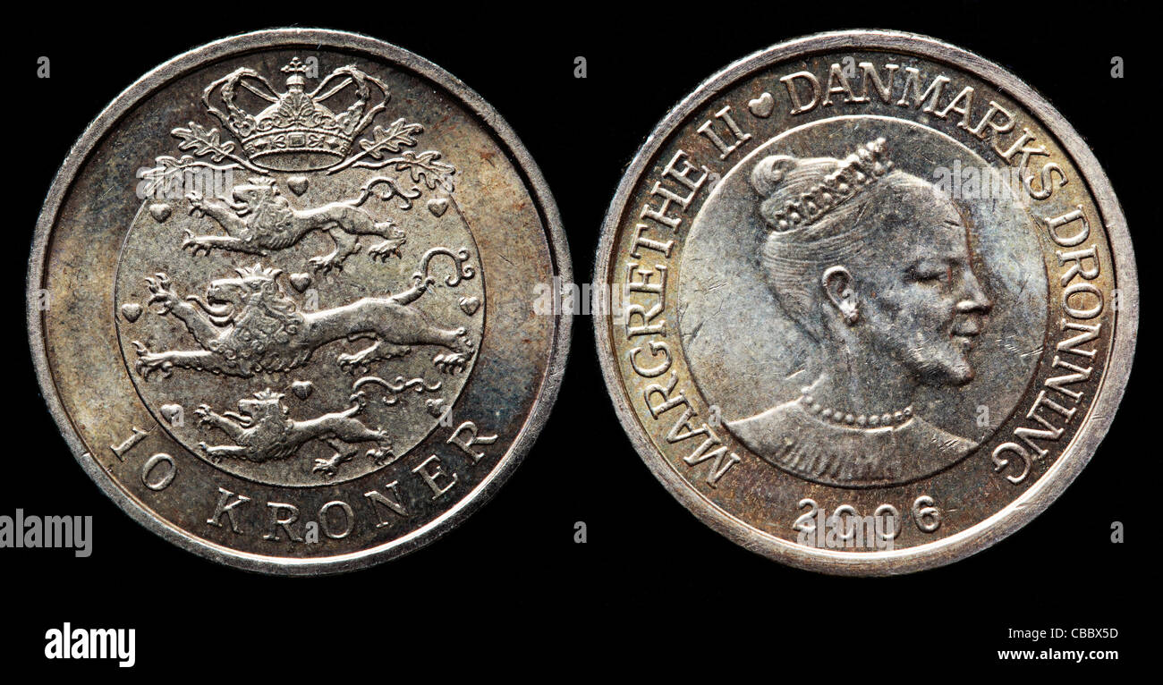 10 Kroner coin, Denmark, 2006 Stock Photo